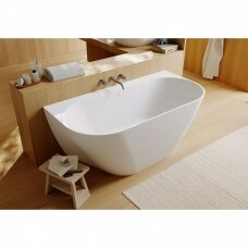 Akmens masės vonia vonia FJORDD Ramsa, balta blizgi