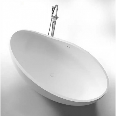 Akmens masės vonia MEPA Bend 184 x 112 cm su baltu matiniu sifonu 4