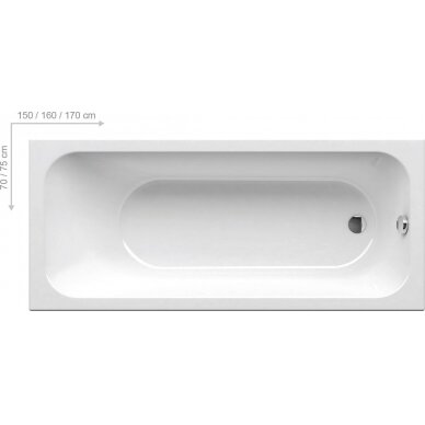 Akrilinė stačiakampė vonia RAVAK Chrome 1500 x 700 mm (Iš ekspozicijos) 1