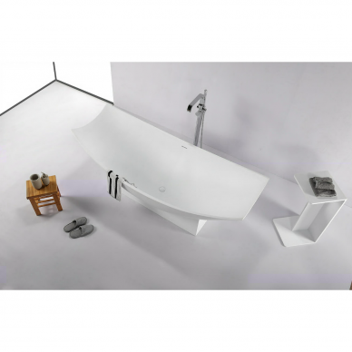 Akmens masės vonia MEPA Modern 200 x 90 cm su baltu matiniu sifonu 1