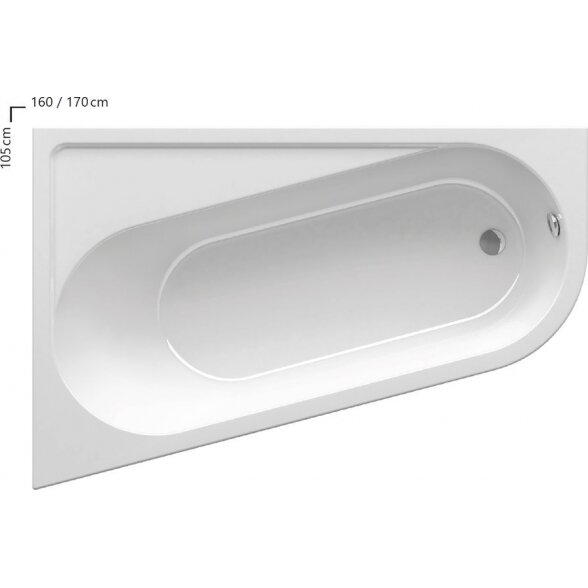 Akrilinė asimetrinė vonia RAVAK Chrome 1600 x 1050, kairinė (Iš ekspozicijos) 1