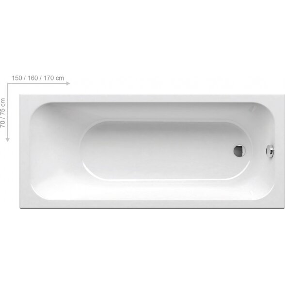 Akrilinė stačiakampė vonia RAVAK Chrome 1600 x 700 mm (Iš ekspozicijos) 1