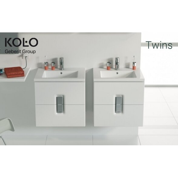 Apatinė spintelė su praustuvu (2 stalčiai) KOLO Twins 50 cm, blizgiai balta 2