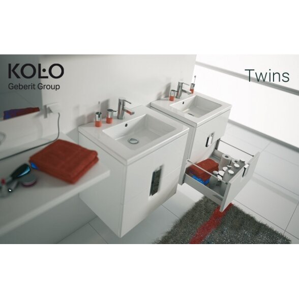 Apatinė spintelė su praustuvu (2 stalčiai) KOLO Twins 50 cm, blizgiai balta 3