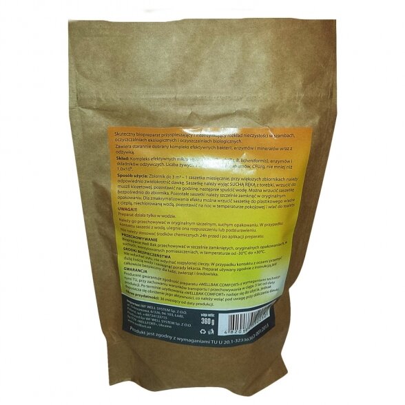 Bakterijos WELL BAK Comfort septikams ir valymo įrenginiams 360 g (maišeliai tirpstantys vandenyje) 1
