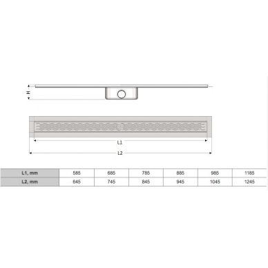 Dušo latako komplektas ACO ShowerDrain C horizontaliu flanšu, su įklijuojama plytele Tile 3 in 1, 985 mm, sifono aukštis 65 mm 8