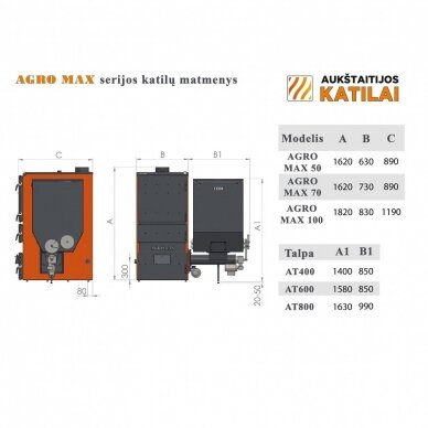 Universalus granulinis katilas AUKŠTAITIJOS KATILAI Agro Max 100/70 kW 3
