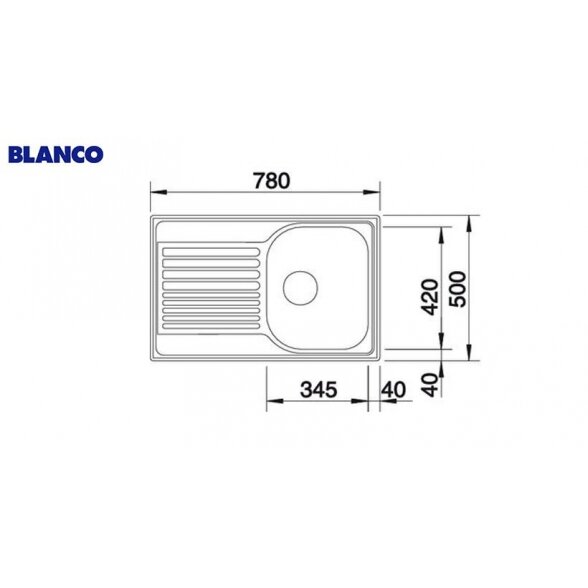 Nerūdijančio plieno plautuvė BLANCO TIPO 45 S Compact, 78x50 cm, Matinis paviršius 1
