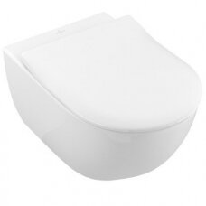 Pakabinamas unitazas VILLEROY & BOCH Subway 2.0 Direct Flush WC su SlimSeat dangčiu ir Star White Ceramic Plus danga, White Alpin, 5614R2R1