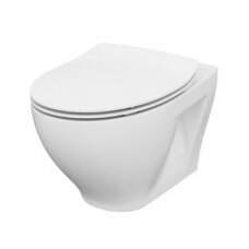 Pakabinamas WC puodas CERSANIT Moduo su Rimless technologija ir plonu lėtaeigiu dangčiu