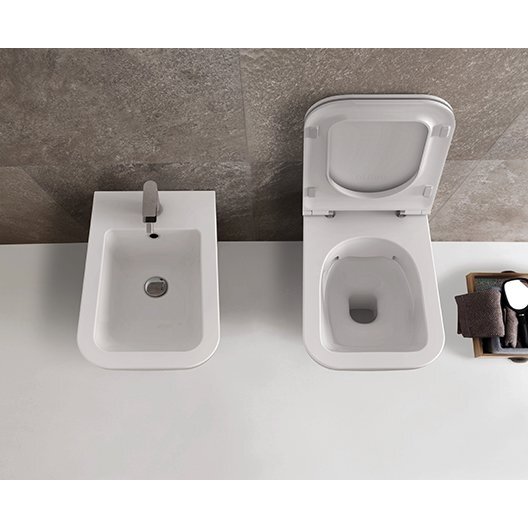 Pakabinamas WC puodas GLOBO su Rimless technologija ir plonu lėtaeigiu dangčiu 2