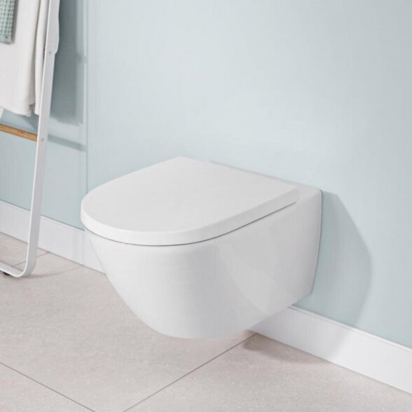 Potinkinio WC rėmo (4 in 1 White) ir unitazo komplektas VILLEROY & BOCH Subway 3.0 Twist flush su slow close dangčiu ir ceramic plus danga 1