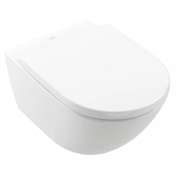 Potinkinio WC rėmo (4 in 1 Black) ir unitazo komplektas VILLEROY & BOCH Subway 3.0 Twist flush su slow close dangčiu ir ceramic plus danga 3