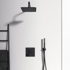Potinkinė termostatinė dušo sistema IDEAL STANDARD Ceratherm C100, su 200 mm lietaus galva, juoda matinė, KCT20XG