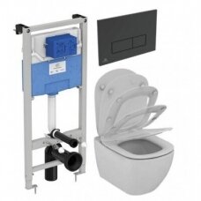 Potinkinis WC komplektas IDEAL STANDARD (6 in 1), juodas-matinis mygtukas