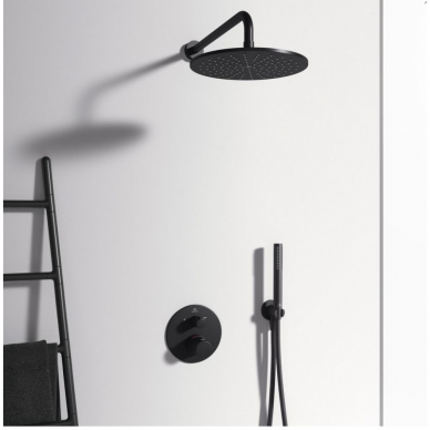 Potinkinė termostatinė dušo sistema IDEAL STANDARD Ceratherm 100, su 300 mm lietaus galva, juoda matinė, A7573XG