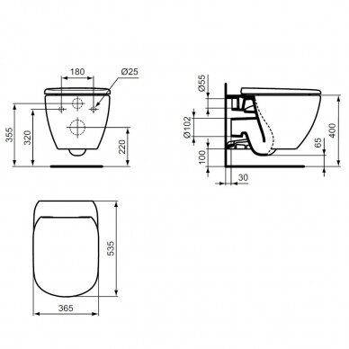 Potinkinis WC komplektas IDEAL STANDARD (6 in 1), juodas-matinis mygtukas 5