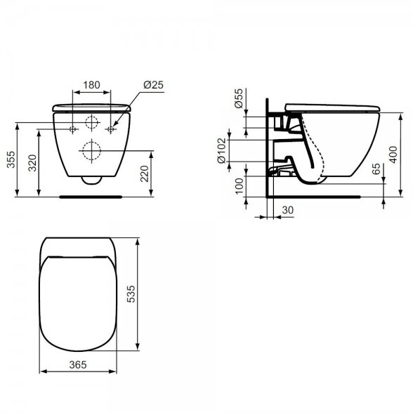 Potinkinis WC komplektas IDEAL STANDARD (6 in 1), juodas mygtukas 11