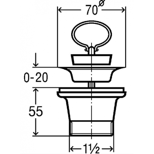 Praustuvo sifono ventilis VIEGA 1 1/2" 55 (70) su kamščiu 1