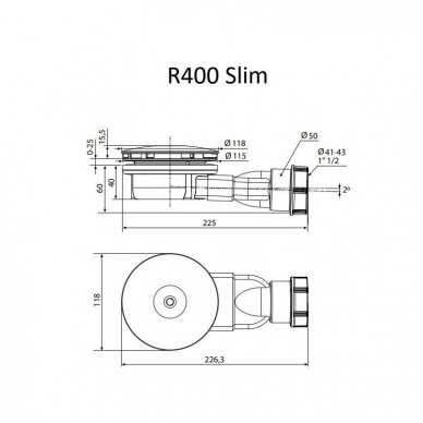 Pažemintas sifonas dušo padėklui RADAWAY R400 SLIM 90 mm
