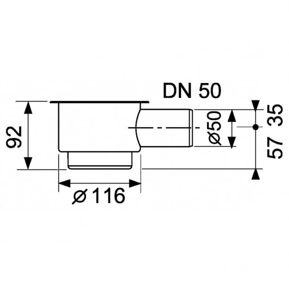 Standartinis sifonas TECEdrainline DN 50 horizontalus 3
