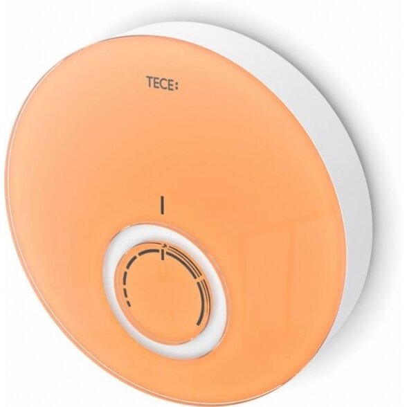 Stiklinis kambario termostato dangtelis (oranžinis stiklas, baltas korpusas) TECE floor DT