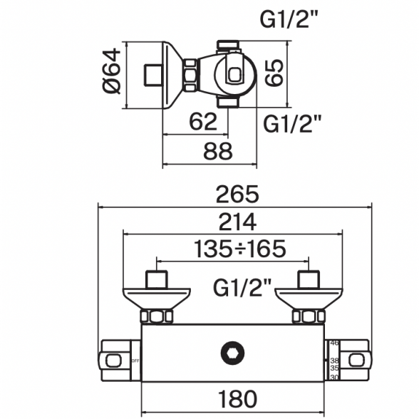 Termostatinė dušo sistema su rankiniu dušeliu MARINER Volta Termo, WLS6302-GM 3