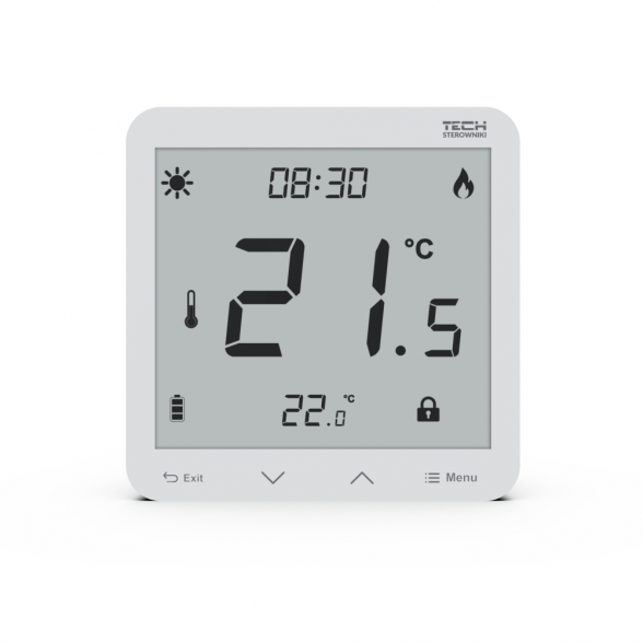 Virštinkinis programuojamas patalpos termostatas TECH EU-T-3.1, baltas