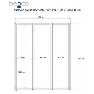 Vonios sienelė BESCO Ambition 3 Premium 130 7